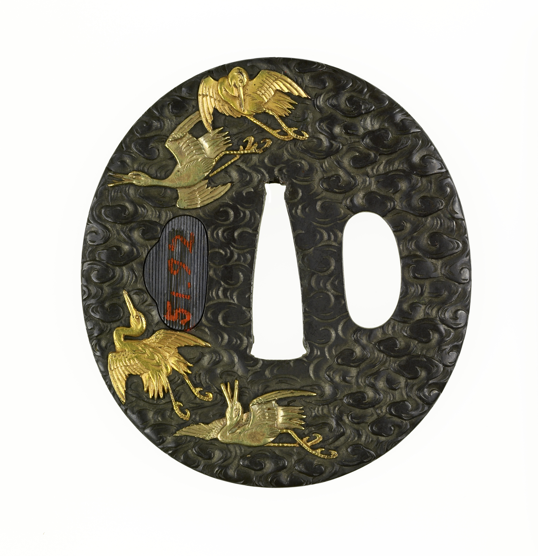 Image for Tsuba with Cranes Flying over Waves