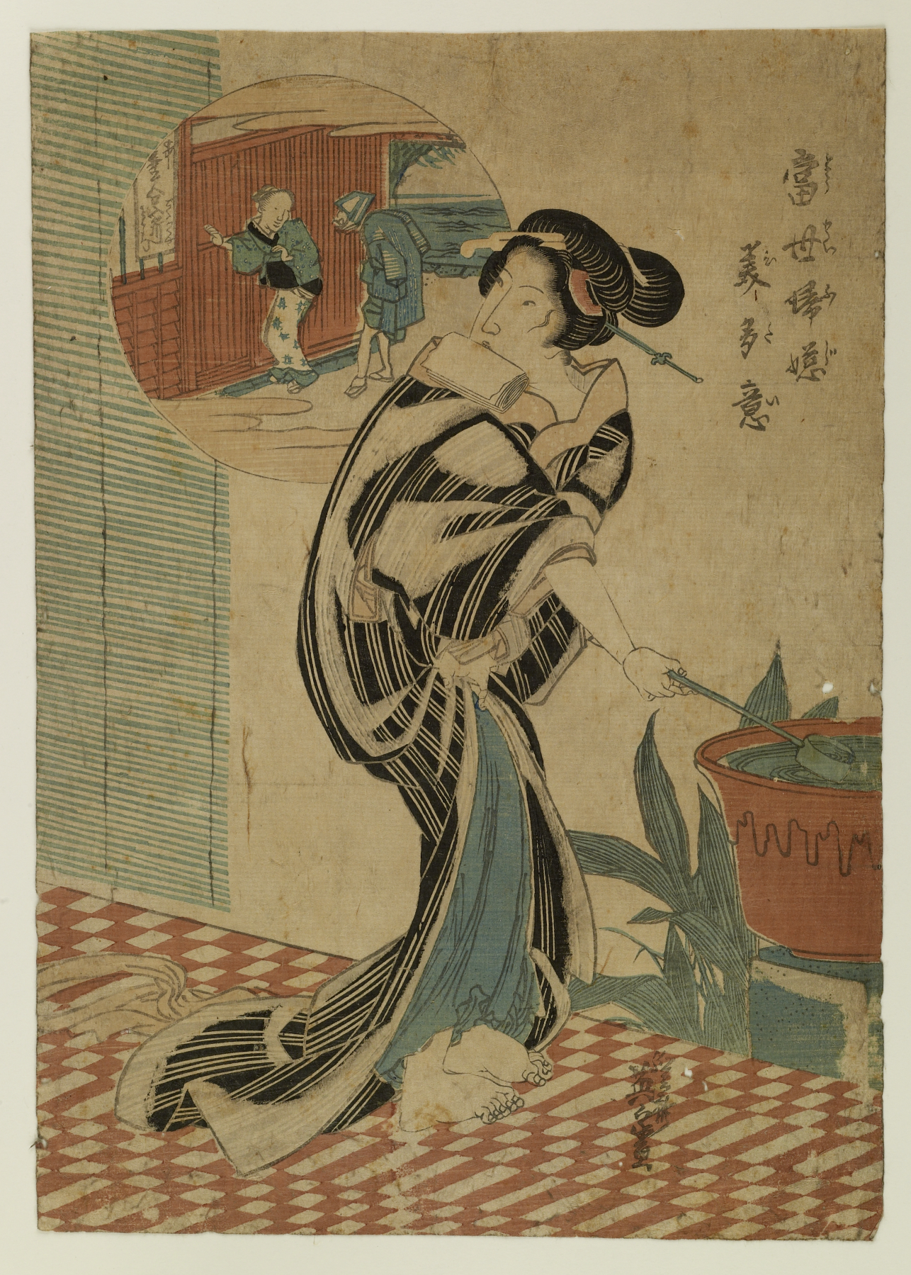 Image for A Courtesan with a Water Dipper on a Veranda