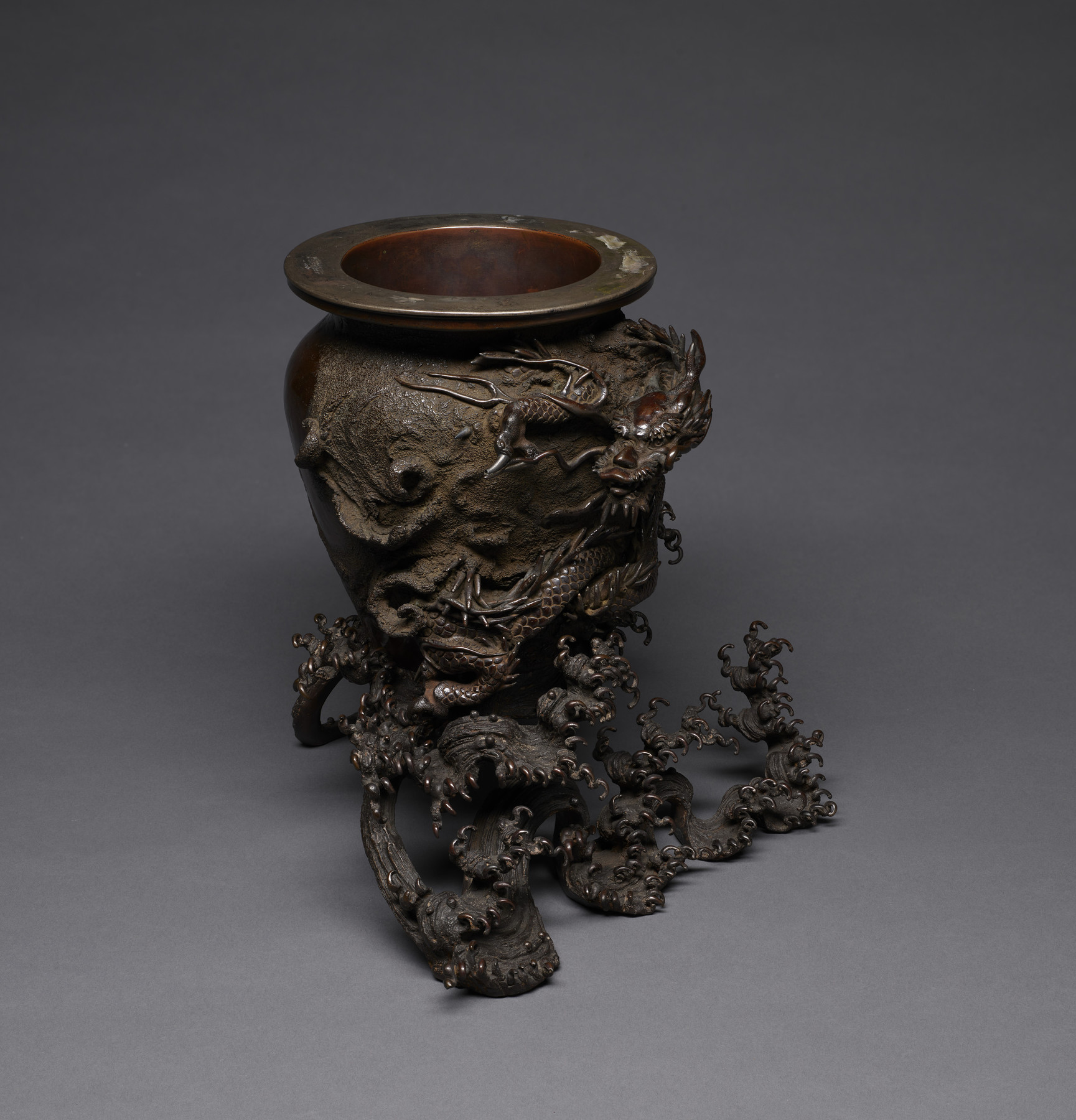 Image for Flower Jar with a Dragon Rising from the Waves