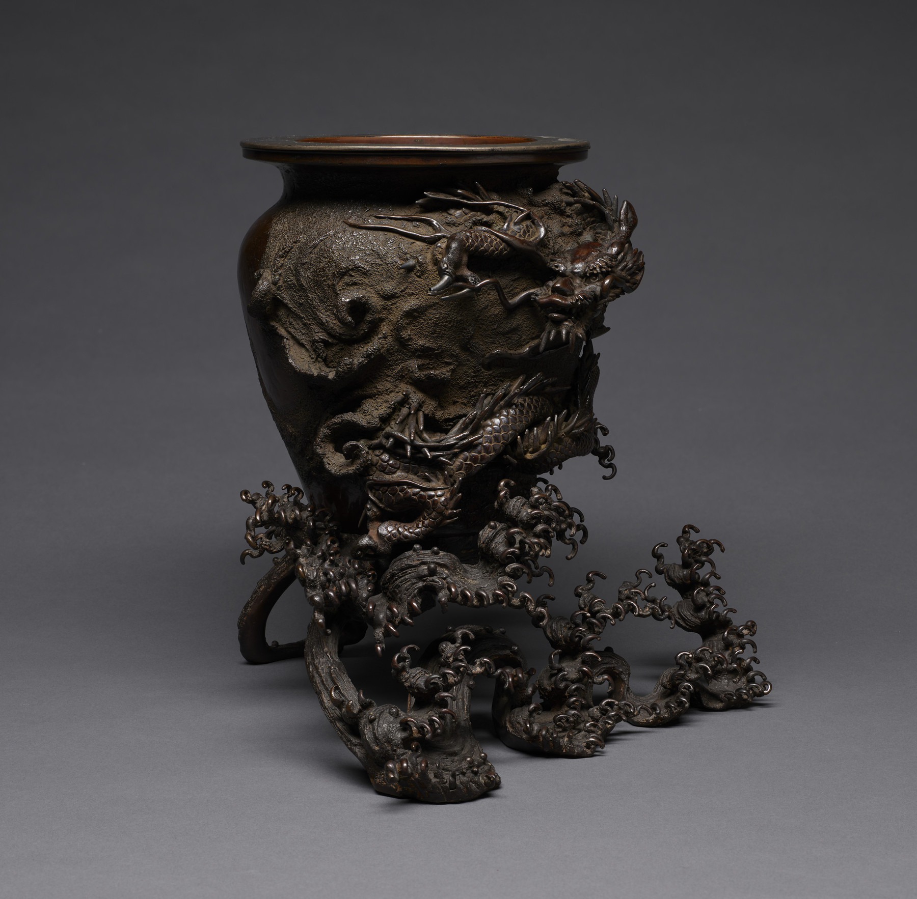 Image for Flower Jar with a Dragon Rising from the Waves