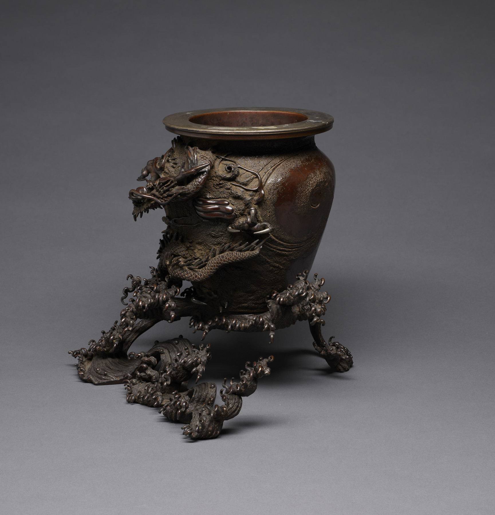 Image for Flower Jar with a Dragon Rising from the Waves