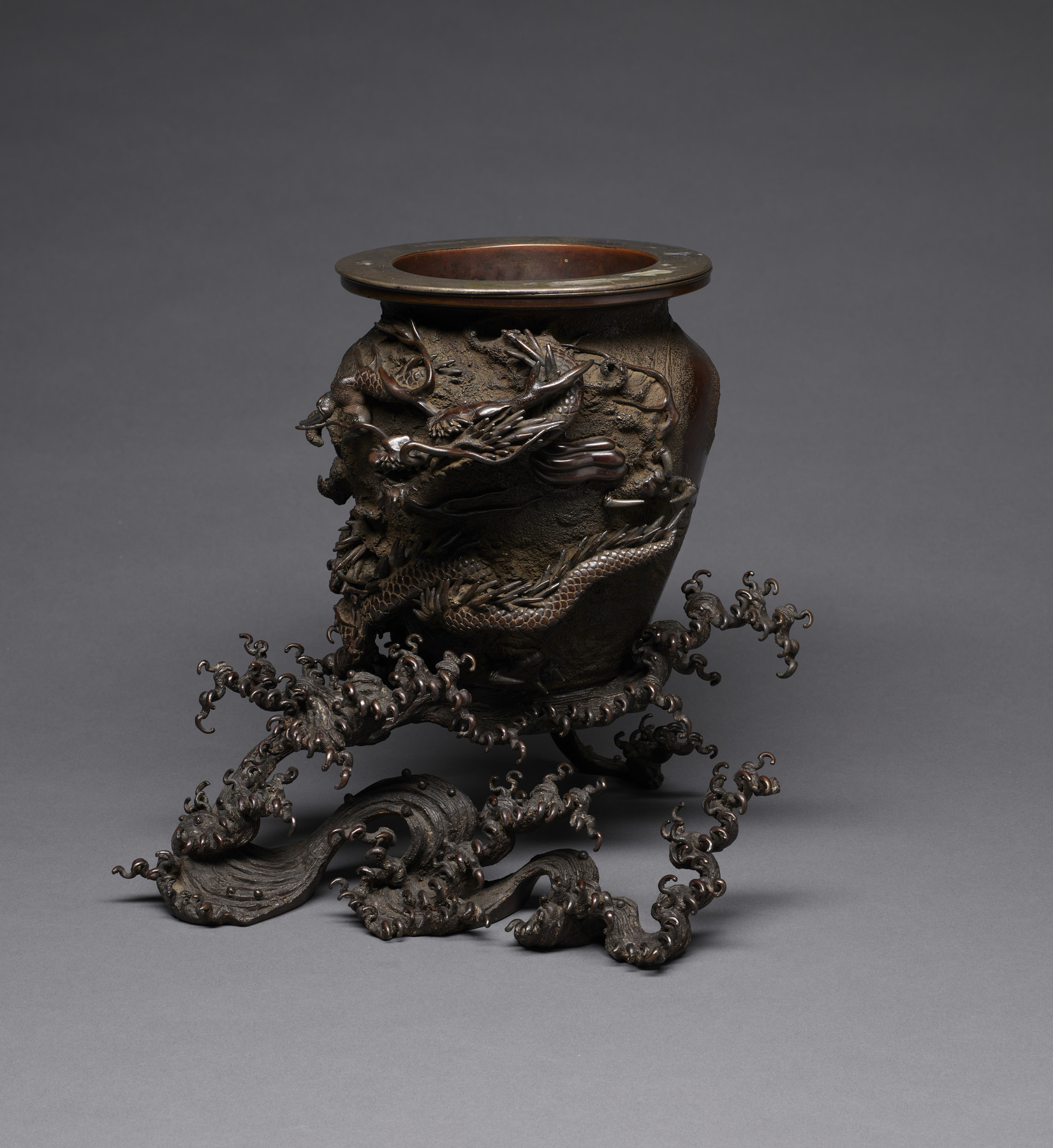 Image for Flower Jar with a Dragon Rising from the Waves