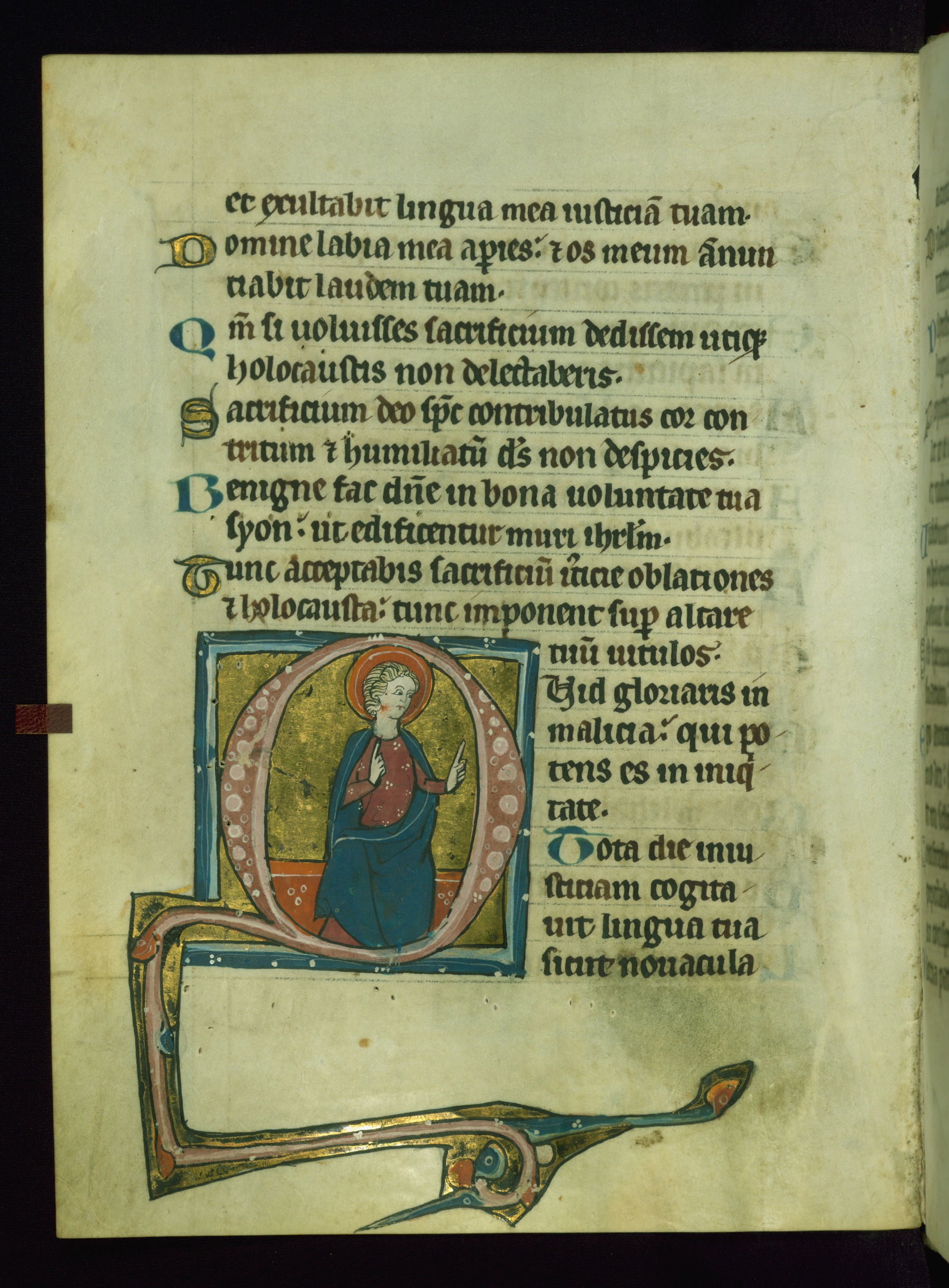 Image for Leaf from Psalter: Psalm 51, Initial D with Seated Apostle