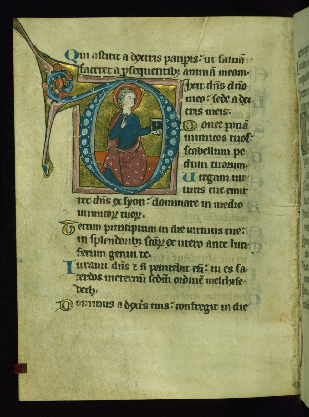 Image for Leaf from Psalter: Psalm 109, Initial D with Seated Apostle