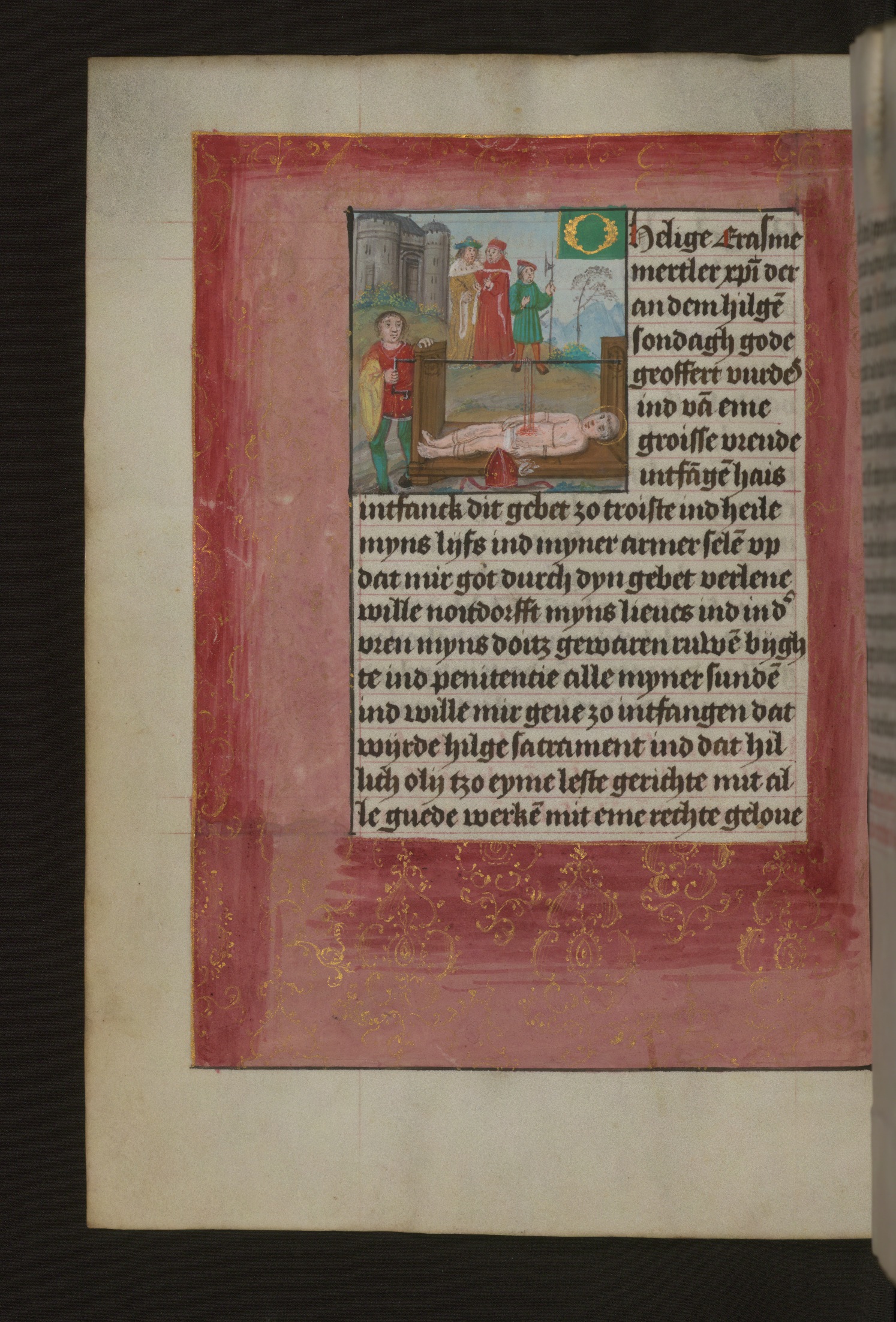 Image for Leaf from Aussem Hours: Prayer to Saint Erasmus, Martyrdom of Saint Erasmus