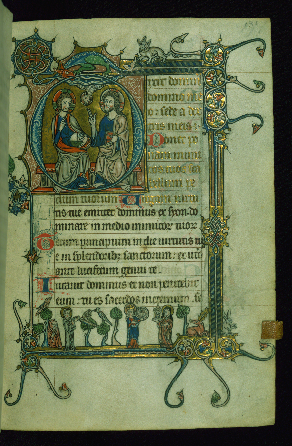 Image for Leaf from Psalter: Psalm 109, Initial D with the Trinity
