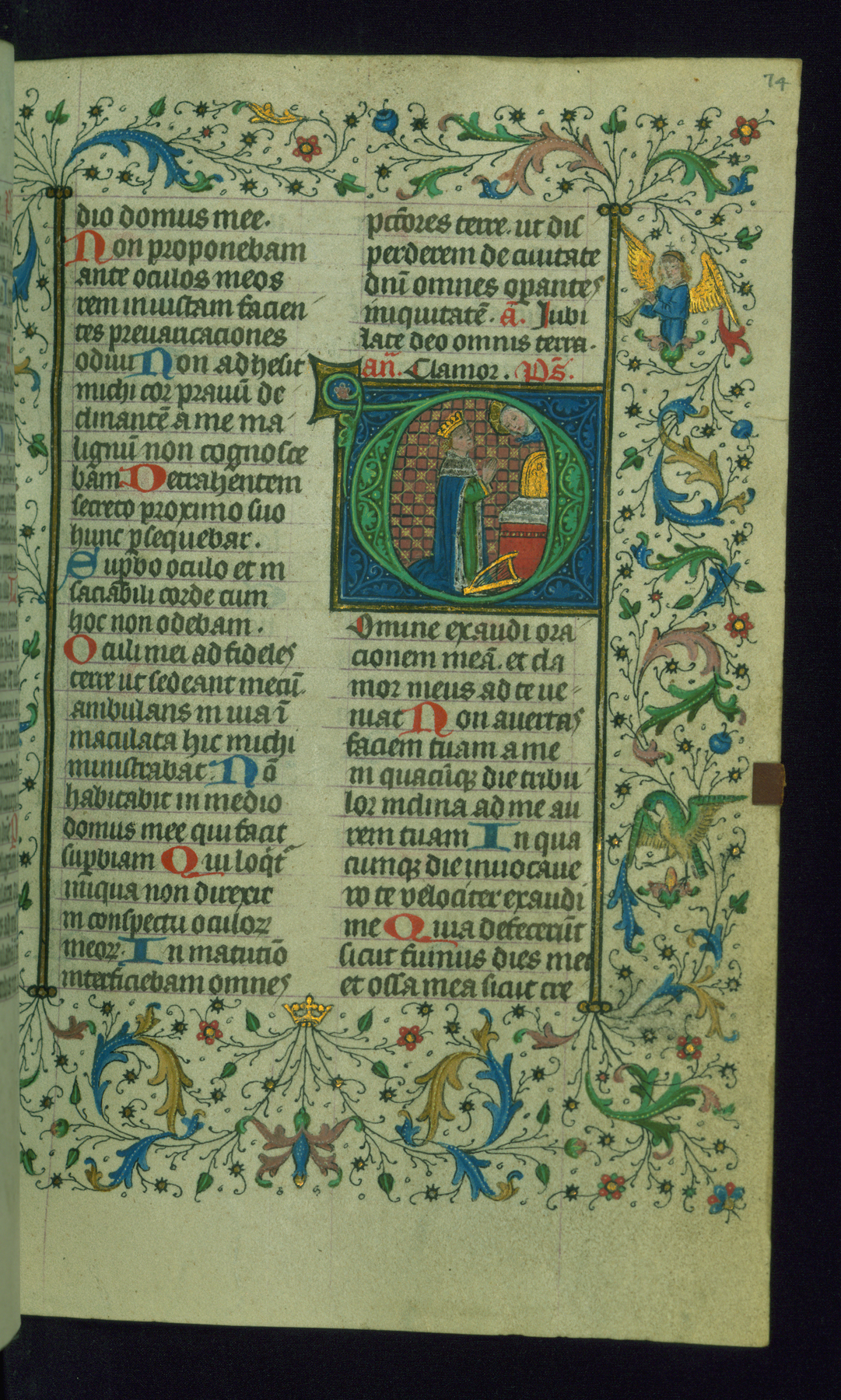 Image for Leaf from Breviary: Psalm 101, Initial D with Godhead above David in Prayer before an Altar