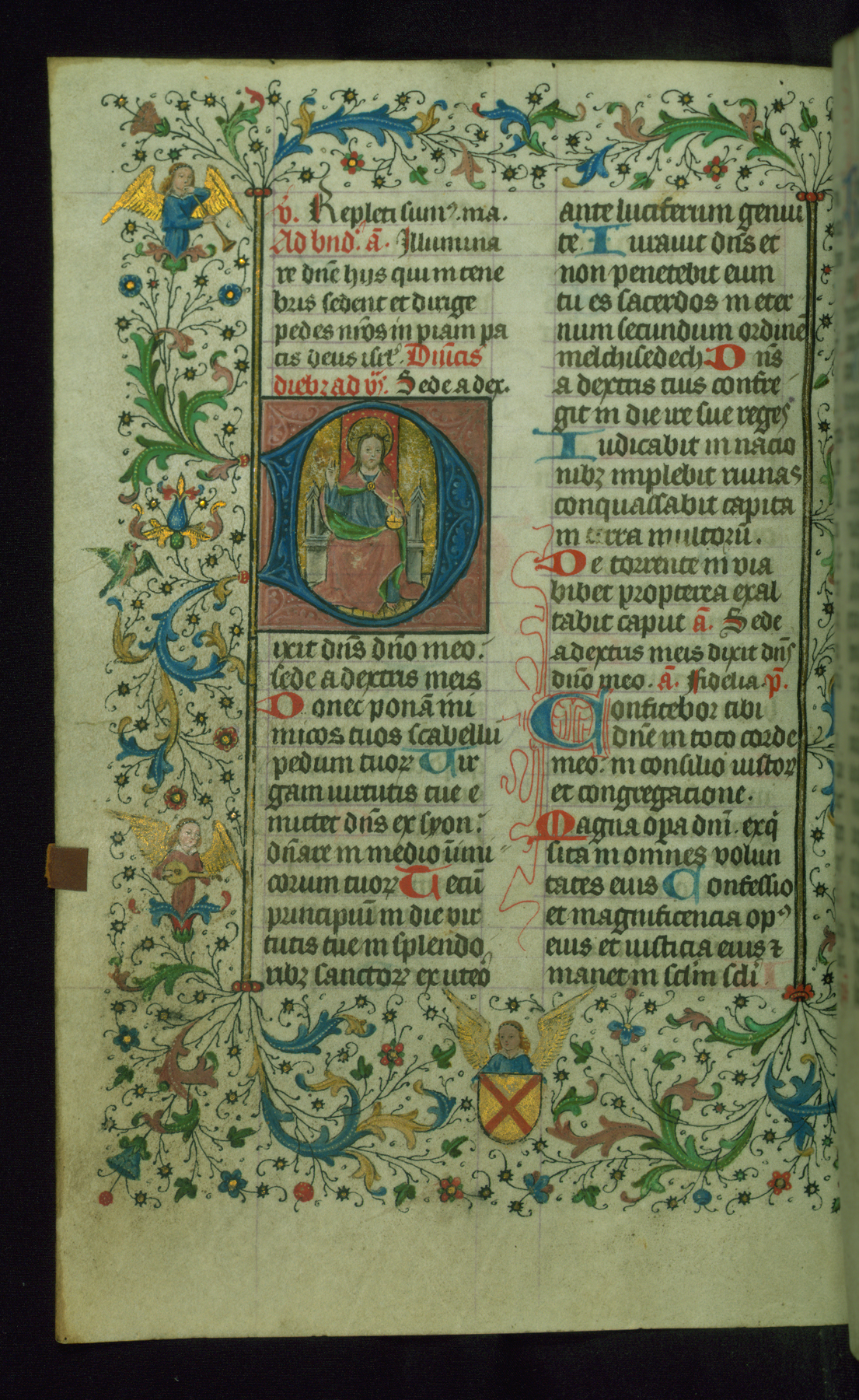 Image for Leaf from Breviary: Psalm 109, Initial D with God Enthroned and Blessing