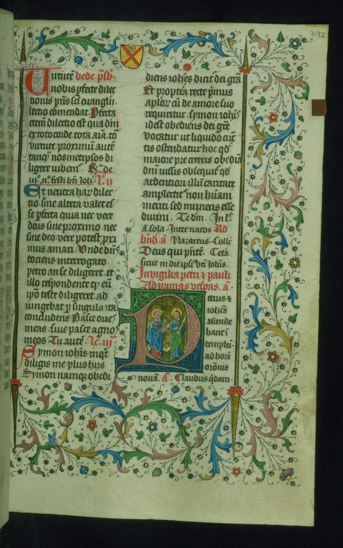 Image for Leaf from Breviary: Saints Peter and Paul from Sanctorale, Initial P