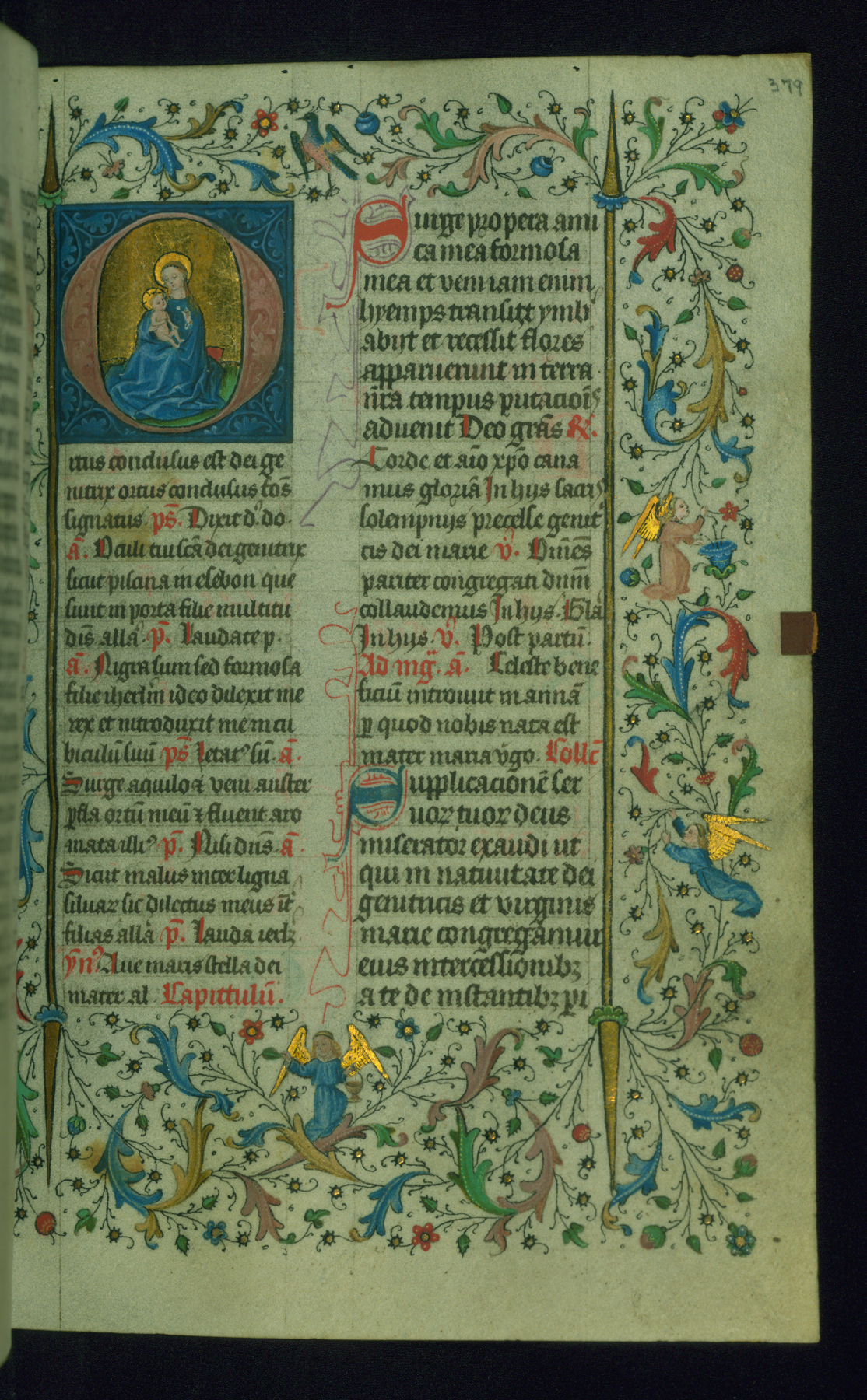Image for Leaf from Breviary: Nativity of the Virgin from Sanctorale, Initial O with the Virgin of Humility