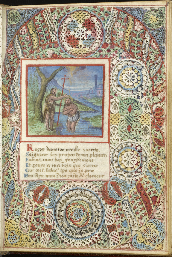 Image for Leaf from Lace Book of Marie de' Medici: John the Baptist Baptizing Christ