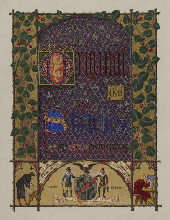 Image for Illuminated Frontispiece with the Maryland Coat-of-arms for William T. Walters' Drawings Album "Original Sketches"