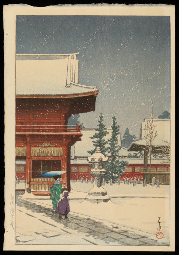 Snow at Nezu Gongen Shrine, 1933