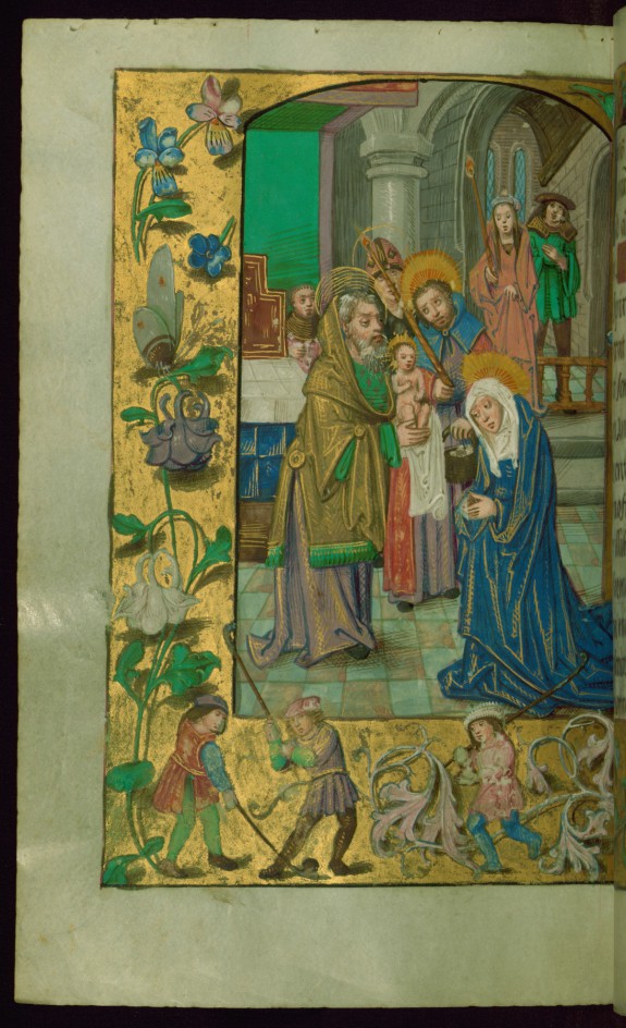 Leaf from Book of Hours: Hours of the Virgin, Presentation in the Temple