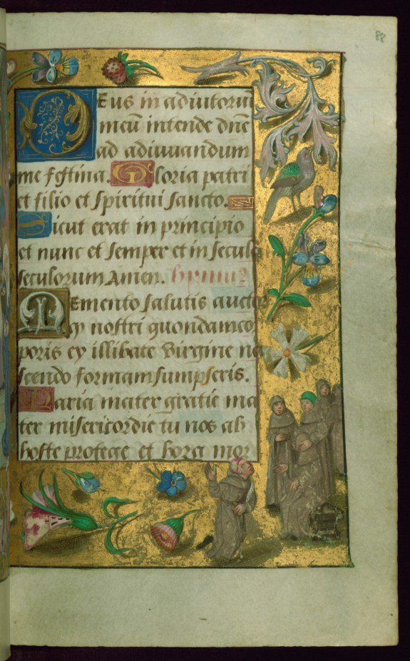 Leaf from Book of Hours: Hours of the Virgin, Monks Playing Blind-Man's Bluff
