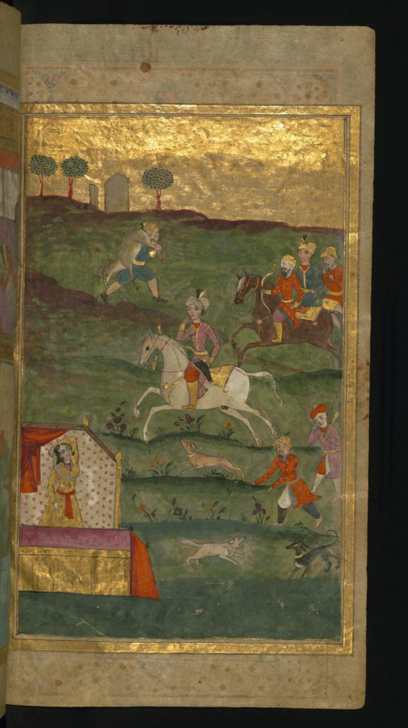 A Prince Returning from a Hunt and a Woman in a Pavilion