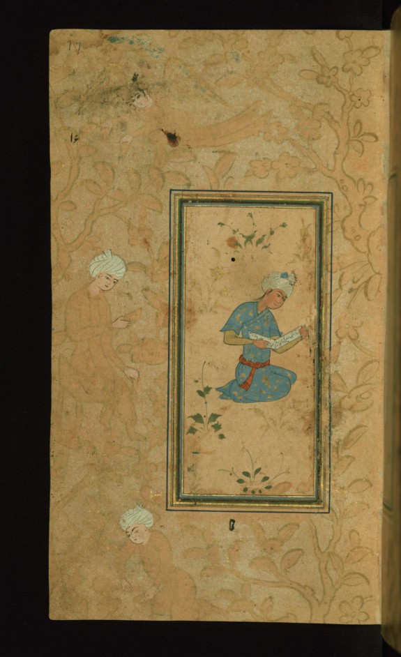 Seated Man Reading from a Book of Persian Poetry