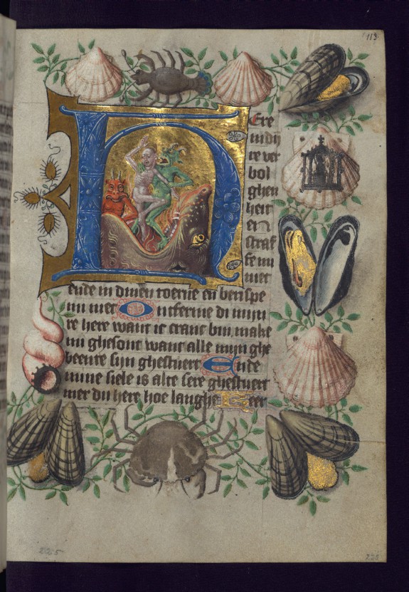 Leaf from the van Alphen Hours: Initial H with Souls Cast into Hellmouth