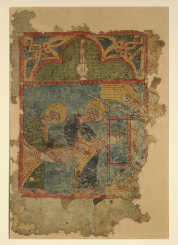 Single leaf with Christ's entombment and resurrection
