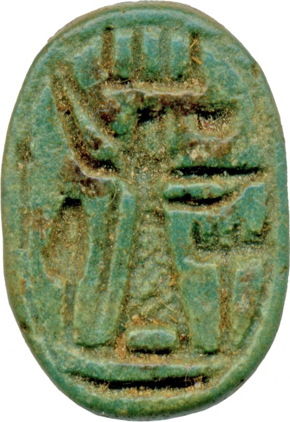Scarab with a Deity, Offering Table, and Tree