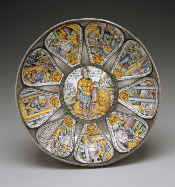 Bowl with Judah and Lion Surrounded by Scenes from the Book of Esther