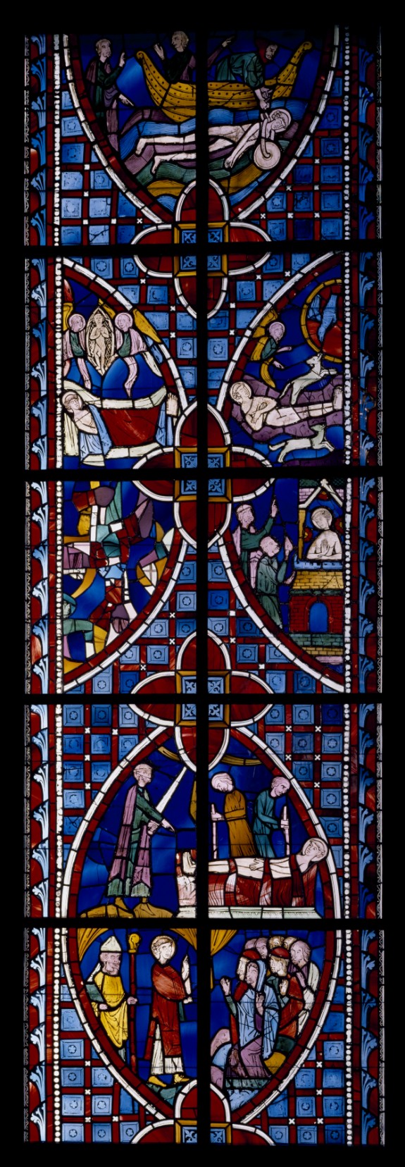 Stained glass window with scenes from the Life of Saint Vincent, 1245-1247