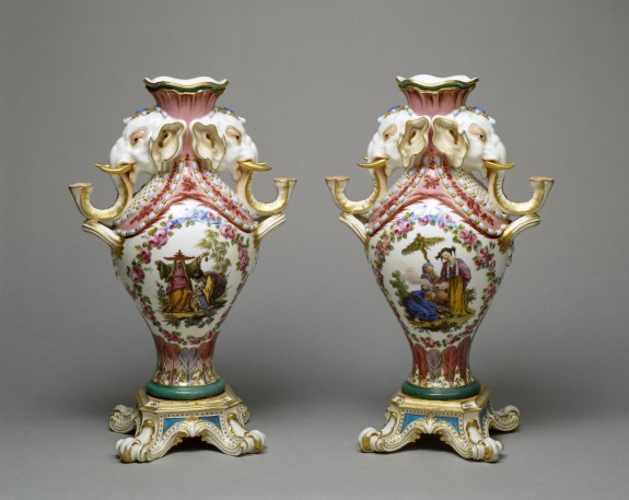 Charles-Nicolas Dodin (after François Boucher), pair of vases, 1756-1762, Sèvres Porcelain Manufactory, Sèvres, France.