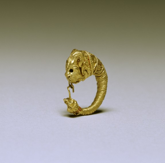Greek Hoop Earring with Lion Head