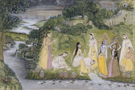Krishna with Gopis on a Riverbank