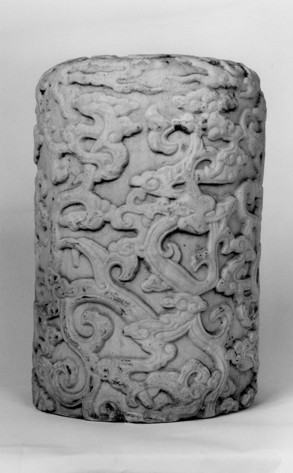 Balustrade Pillar Depicting Dragon in Clouds