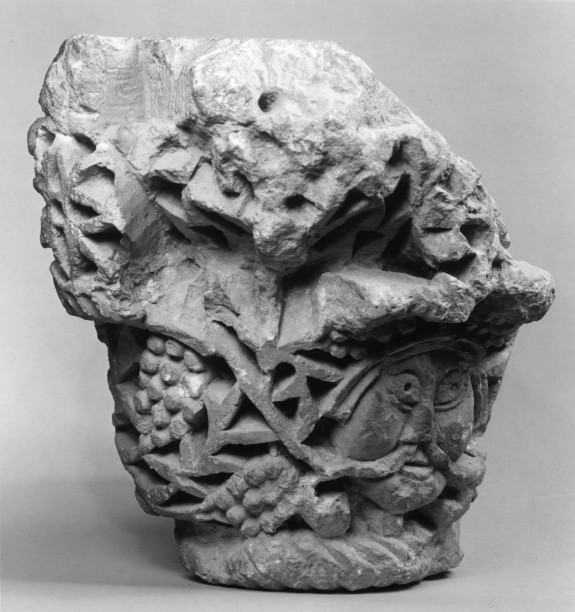 Capital with Vine Scrolls, Rosettes and Mask