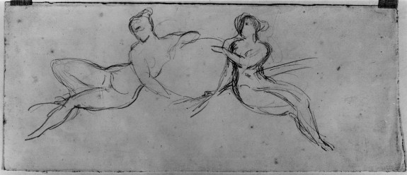 2 female figures supporting a medallion