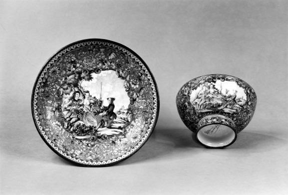 Cup and Saucer with a European Scene