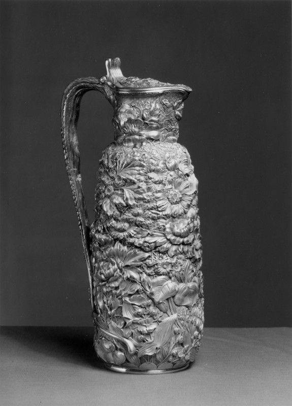 Ewer with foliage and flowers