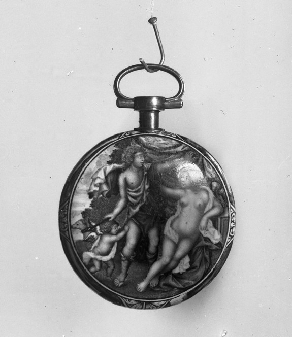 Enameled Watch with Bacchus Finding Ariadne