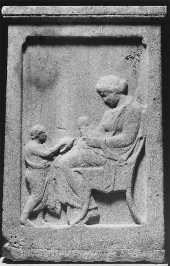 Funeral Stele with a Seated Woman and Child