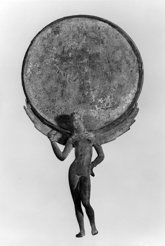 Mirror with Female Figure and Engraved Scene