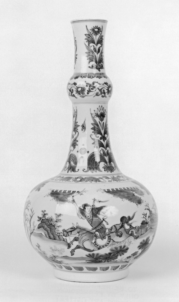 Blue and White Bottle with Scenes from a Novel