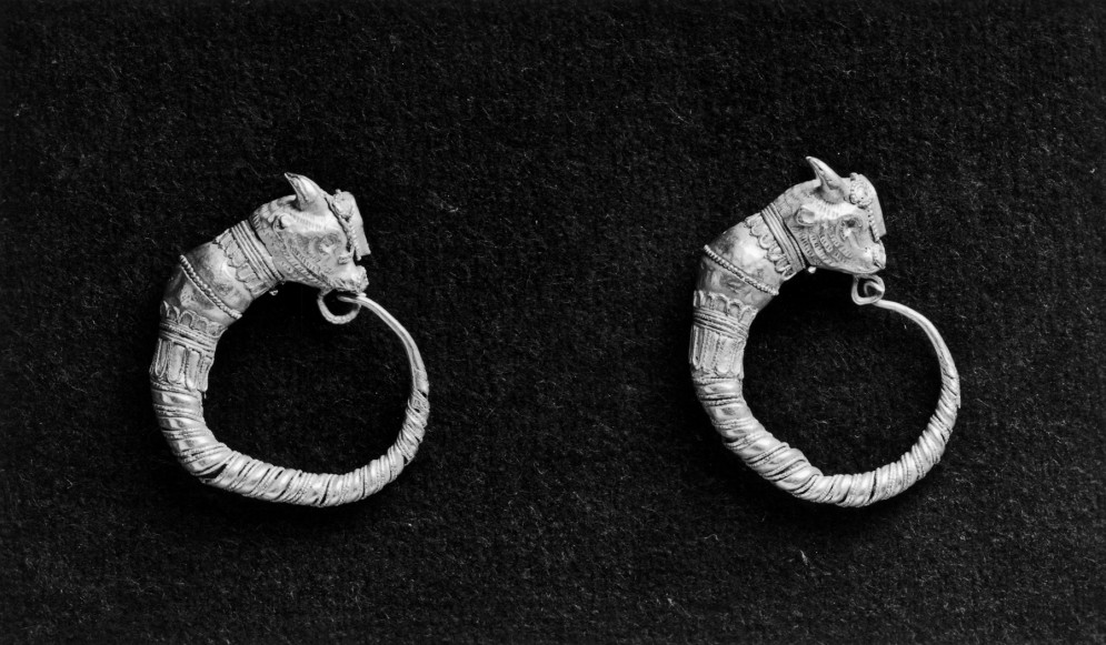 Pair of Hoop Earrings with Bull Heads