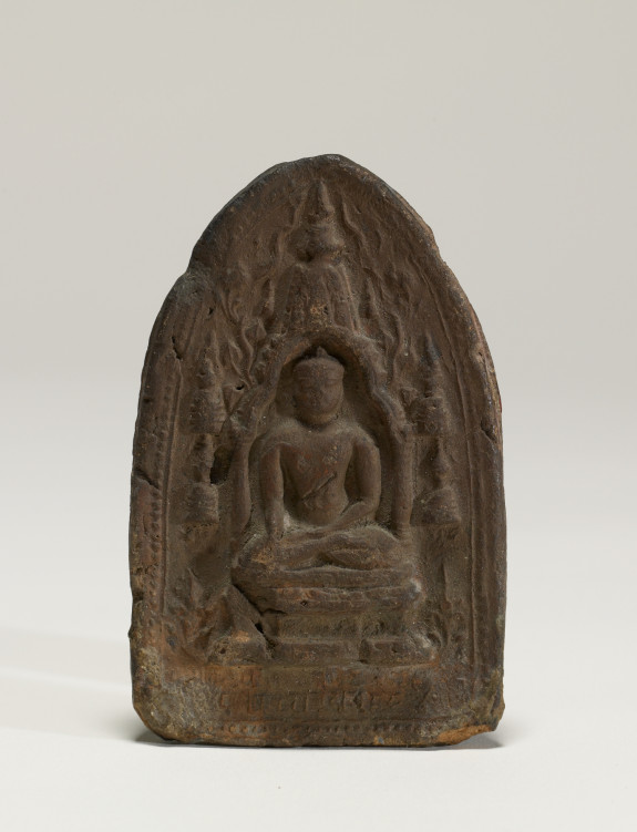Votive tablet; Showing Sakyasima Statue at Bodhgaya