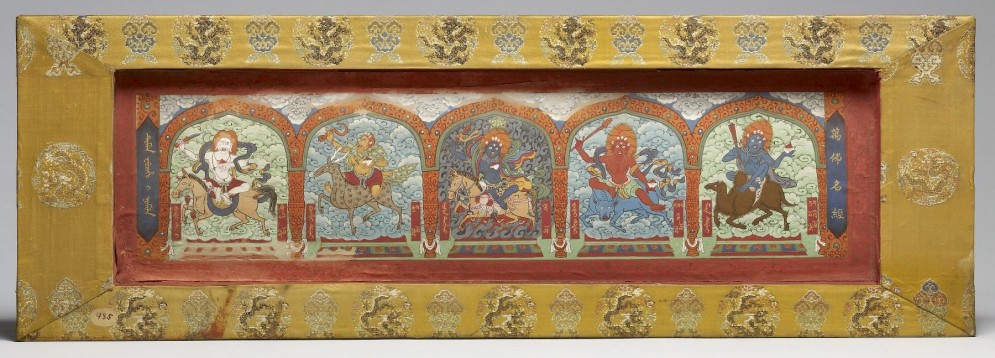 Manuscript Cover with Lhamo Flanked by Four Goddesses