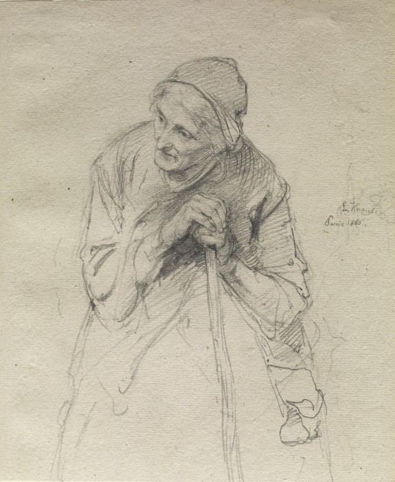 Old Woman Leaning on a Stick