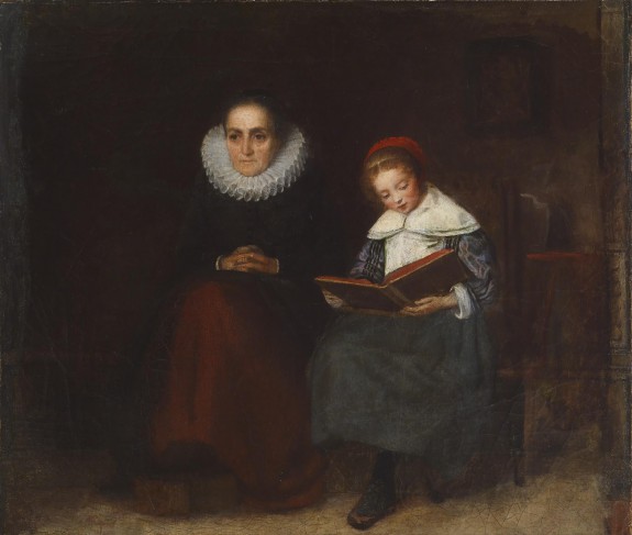 Old Woman and Child Reading a Book