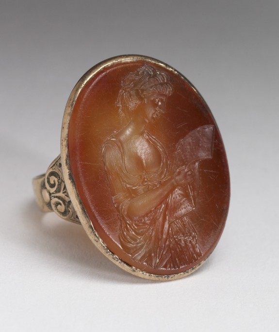 Ring with Sardonyx Intaglio of a Woman Reading