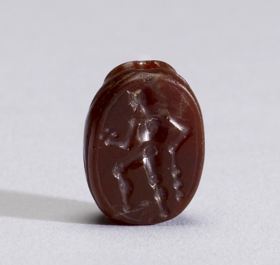Scarab with Herakles Holding the Apples of the Hesperides