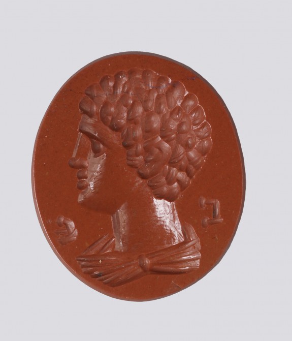 Intaglio with Profile Bust of a Boy and Greek Letters