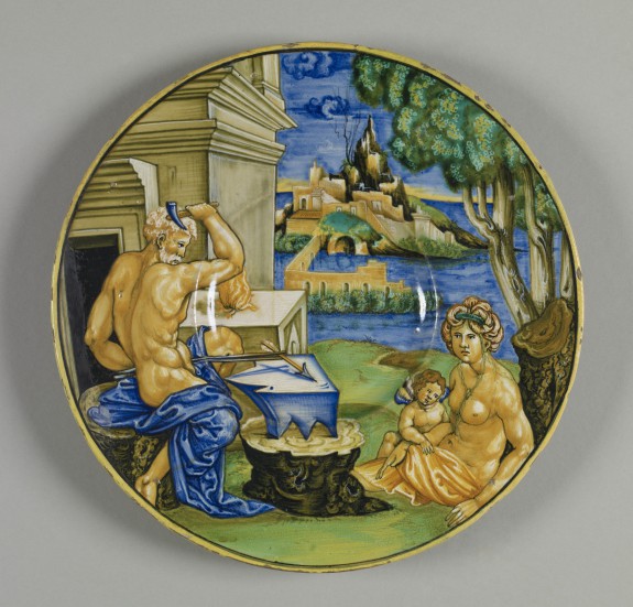 Plate with Vulcan, Venus, and Cupid