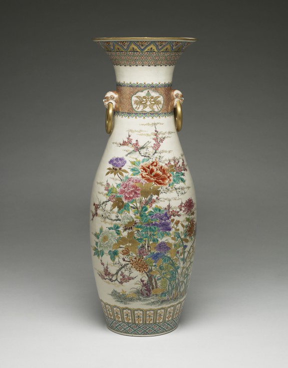 One of a Pair of Vases with Spring and Autumn Floral Sprays