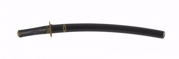 Short sword (wakizashi) with dark brown lacquer saya with diagonal ridges (includes 51.1262.1-51.1262.4)
