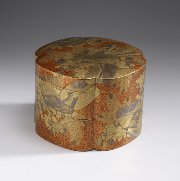 Box for incense game /ko-ju-bako; Folded sheets of ornamental paper/floral